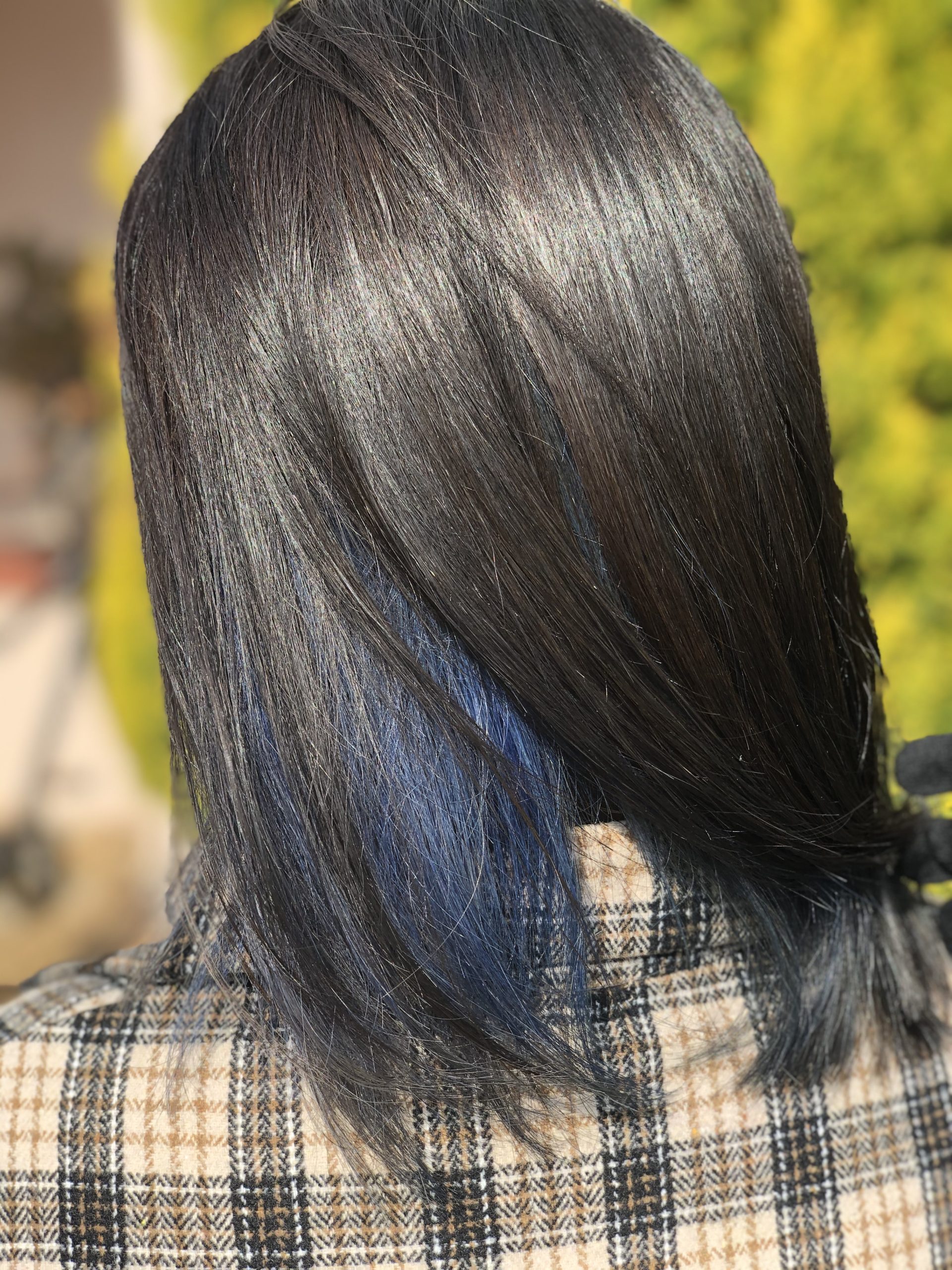 26歳 初めてのインナーカラー 失敗しない 黒髪x青髪 奈良斑鳩町の美容室 髪 ブログ