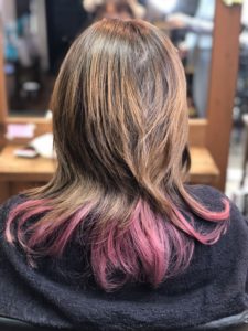 40代 毛先カラー ピンク 根元と毛先の色 どうすれば 奈良斑鳩町の美容室 髪 ブログ